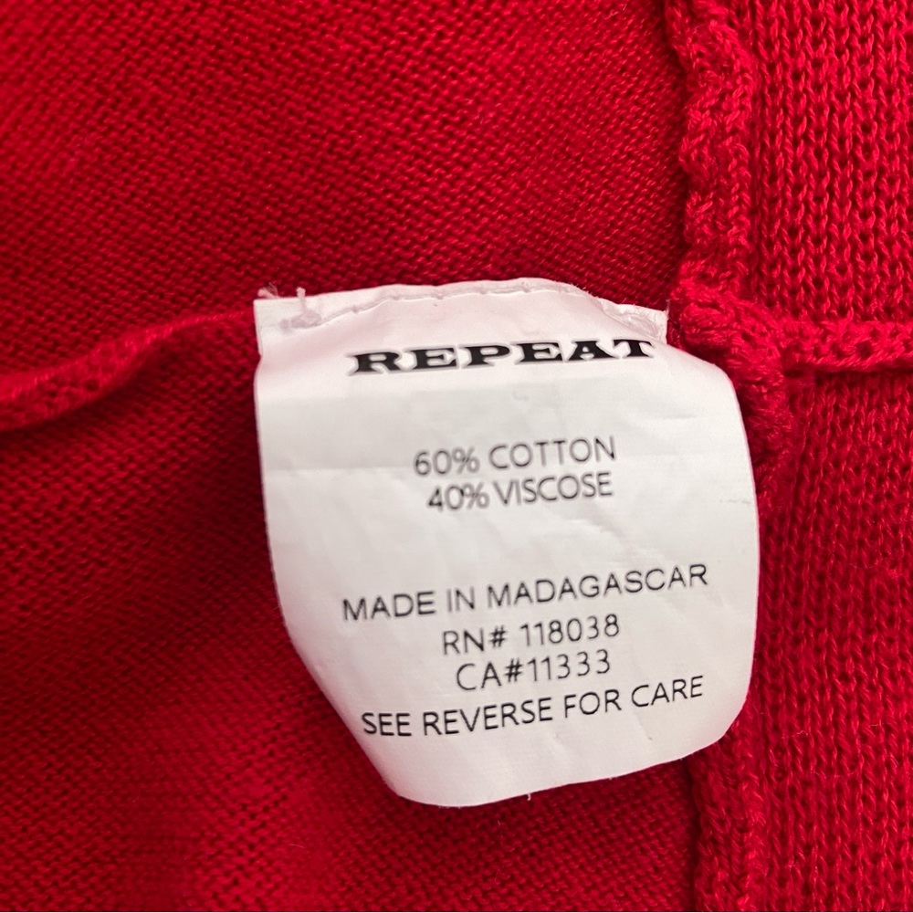 REPEAT BRIGHT RED V-NECK COTTON VISCOSE SWEATER WITH RIBBED CUFF & HEM, 42/L - Picture 10 of 10